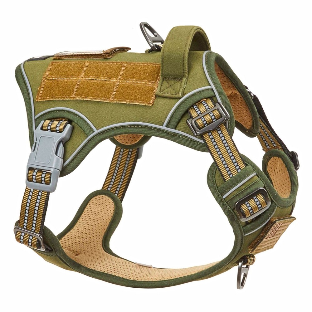 Bumbin Tactical Dog Harness Green M Reflective Handle Front Clip